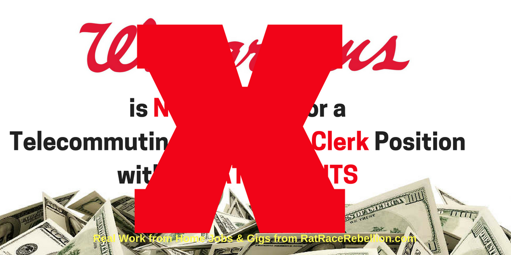 Telecommuting Data Entry Clerk Position with Walgreens(1)