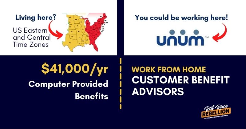 $41,000/yr, Computer Provided Work from Home Customer Benefit Advisors – US Eastern and Central Time Zone
