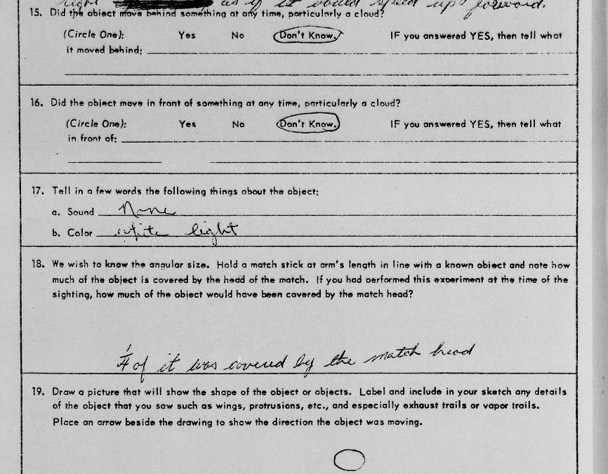 Unidentified Aerial Phenomena Records Example