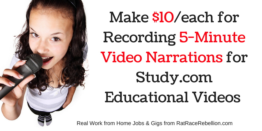 Make $10/Each for Recording 5-Minute Video Narrations for Study.com