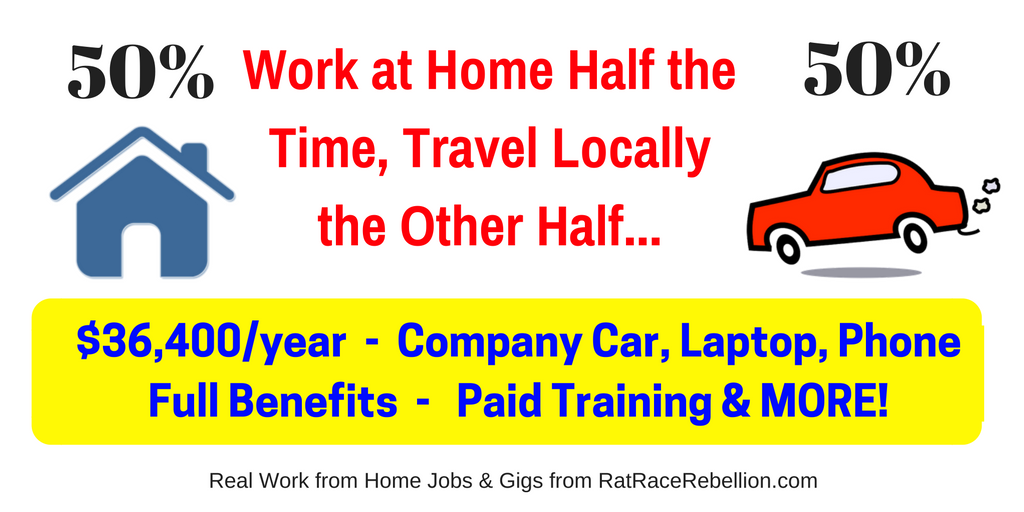 50% at Home, 50% Local Travel - $36,400/yr + Company Car + Benefits!