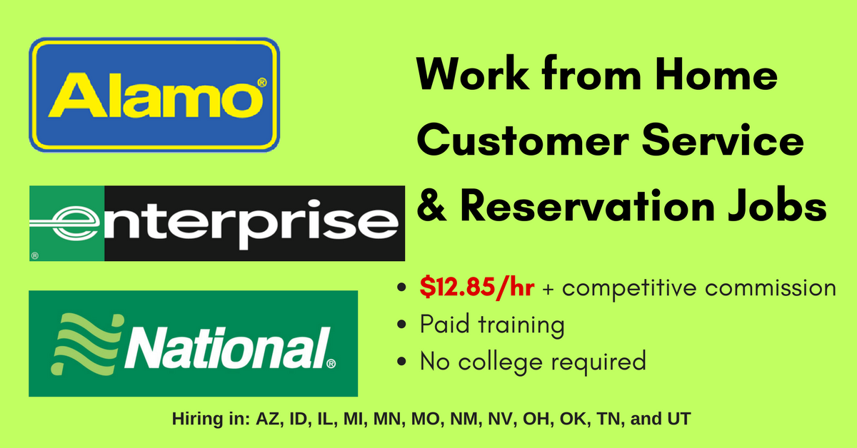 Make 12 85 Hr Working For Alamo Enterprise And National Rental Car Work From Home Jobs By Rat Race Rebellion