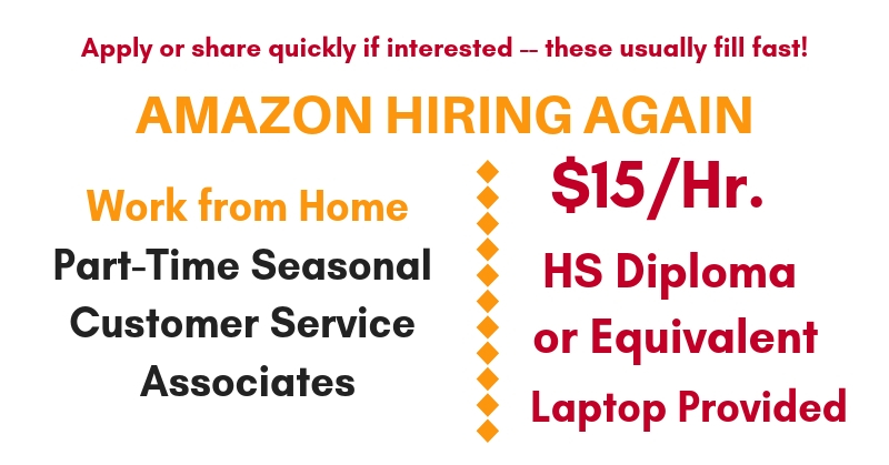 Work From Home Jobs At Amazon P T Seasonal Customer Service Associates 15 Hr Work From Home Jobs By Rat Race Rebellion