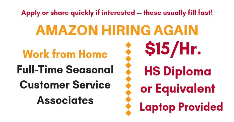 Work At Home Jobs At Amazon F T Seasonal Customer Service Associates 15 Hr Work From Home Jobs By Rat Race Rebellion