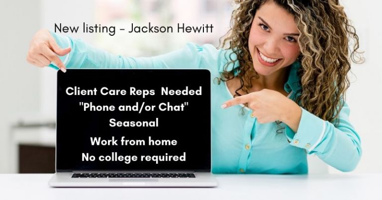 Work from Home Seasonal Client Care Reps Needed at Jackson