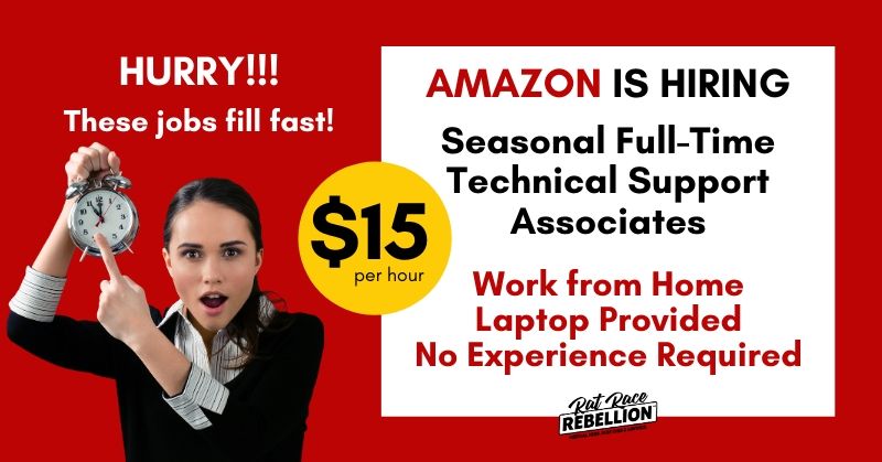 Quick Amazon Just Reopened Hiring For Work From Home Seasonal Tech Support Associates 15 Hr 34 States Work From Home Jobs By Rat Race Rebellion