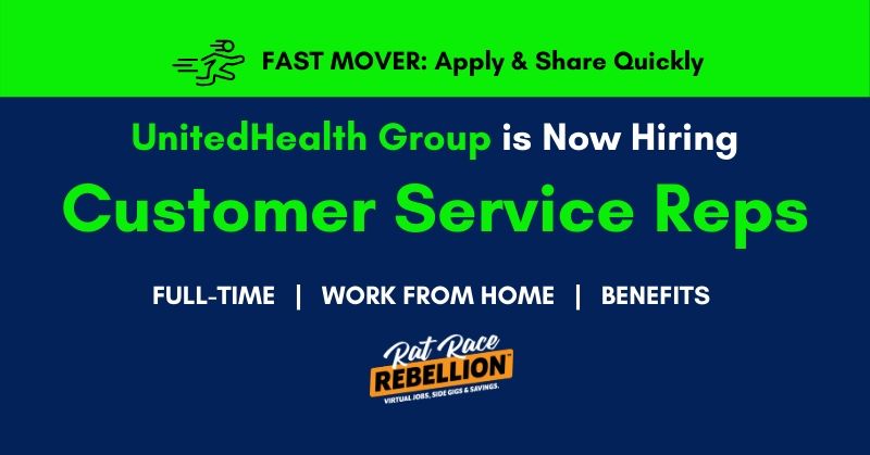Fast Move: Apply & Share Quickly! UnitedHealth is Now Hiring Customer Service Reps. Full-time, work from home, benefits