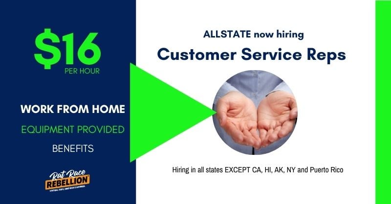 $16/Hr - Work From Home For Allstate - Customer Service Reps, Computer Provided - Work From Home Jobs By Rat Race Rebellion