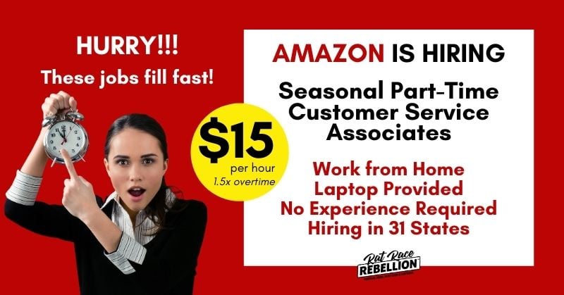 New Posting Amazon Is Hiring Seasonal Part Time Work From Home Customer Service Associates Computer Provided Work From Home Jobs By Rat Race Rebellion