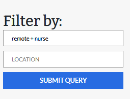 Screenshot of "Filter by" fields, with remote + nurse typed in