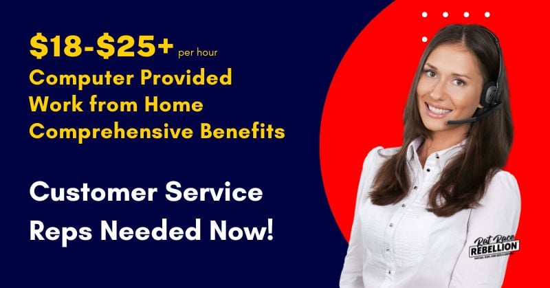 $18-$25/hour, Computer Provided, Work from Home, Comprehensive Benefits - Customer Service Reps Needed