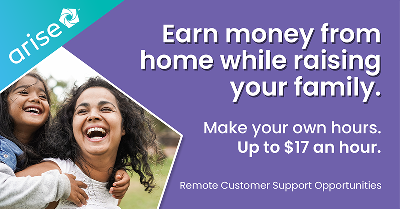 Earn money from home while raising your family. Make your own hours. Up to $17an hour. Remote Customer Support Opportunities.
