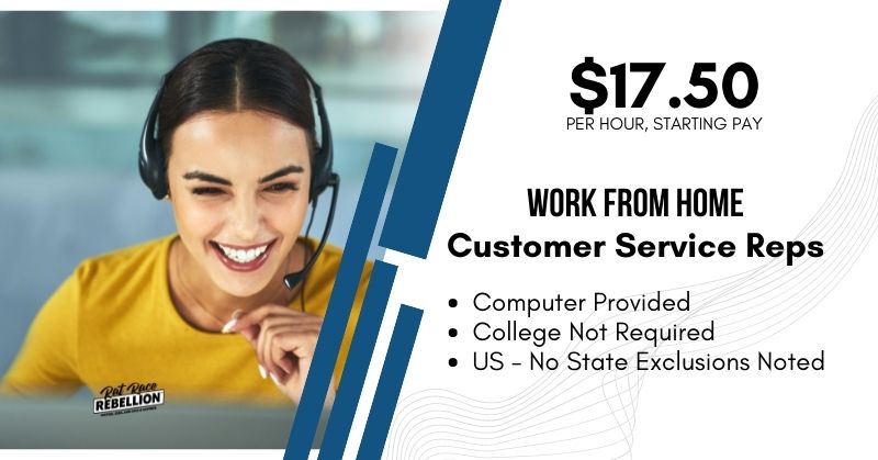 $17.50/hr, Work from Home Customer Service Reps for this CVS Affiliate, computer provided, college not required, US - no state exclusions noted