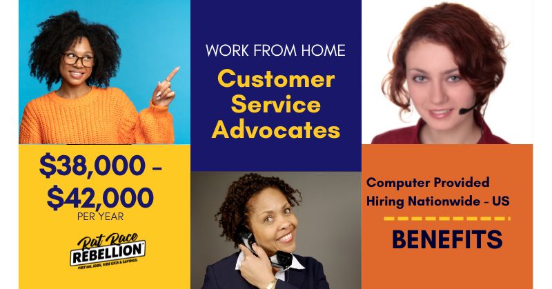 $38,000-$42,000 /yr, Computer Provided - Work from Home Customer Service Advocates