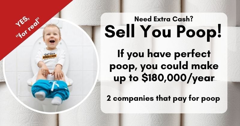 Need Extra Cash? Sell You Poop! If you have perfect poop, you could make up to $180,000/year. 2 companies that pay for poop
