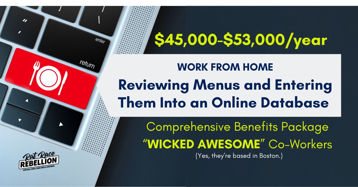 WORK FROM HOME Reviewing Menus and Entering Them Into an Online Database ezCater