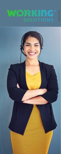 Woman with telephone headset