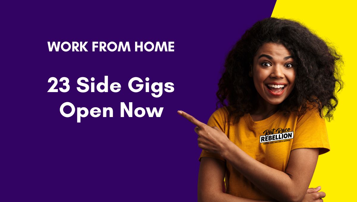 Work from home. 23 side gigs open now.