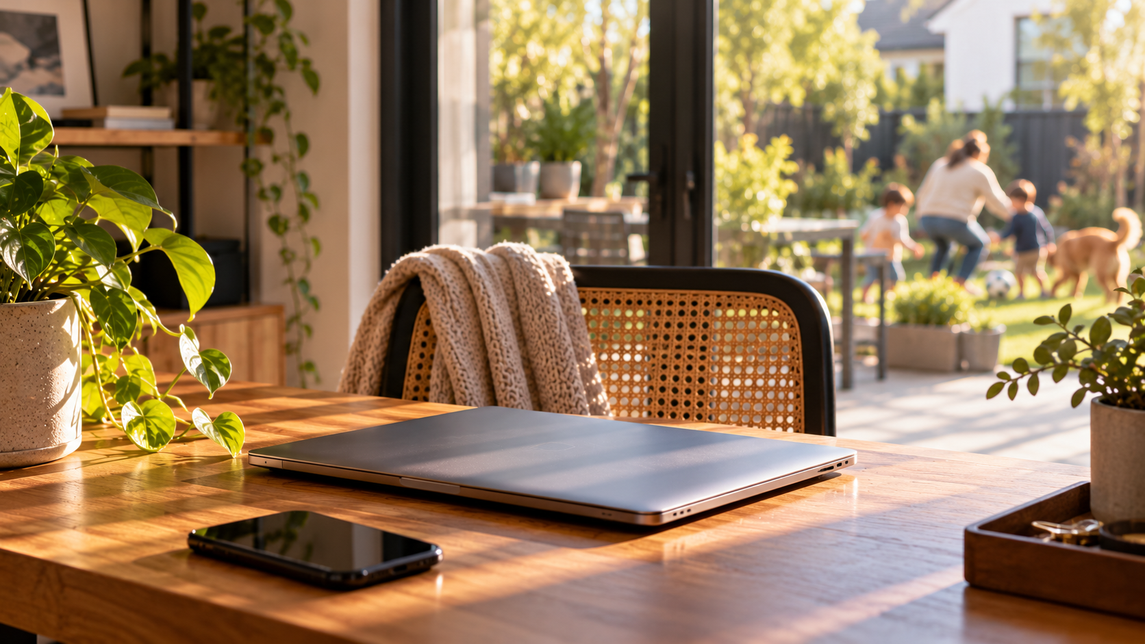 Cozy Home Office, Backyard Family Time