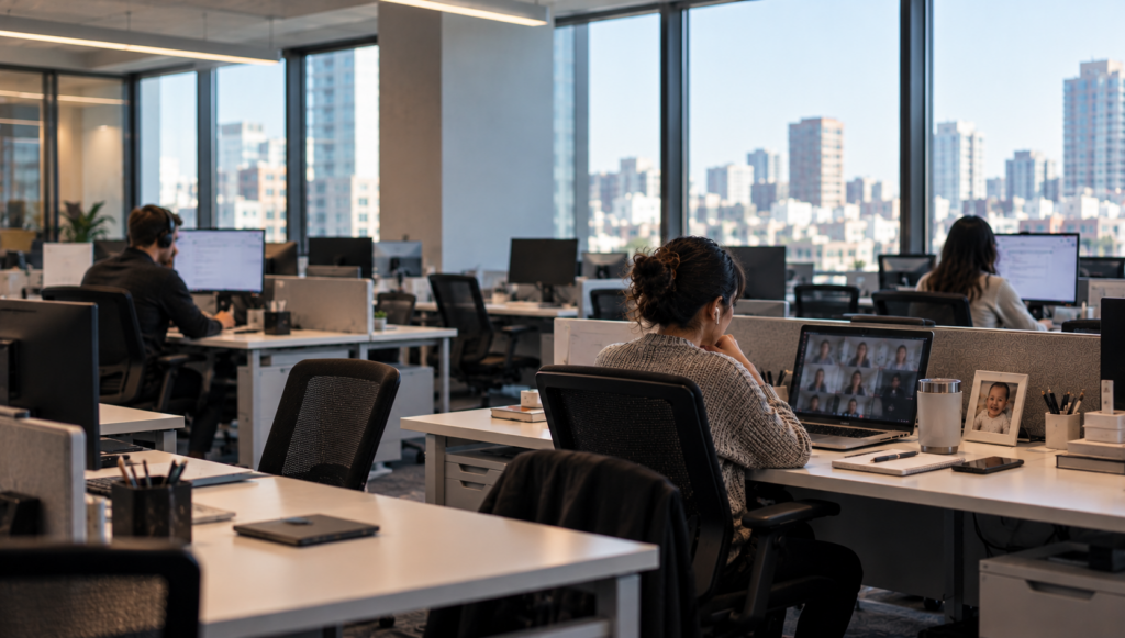 Quiet Urban Office Video Call