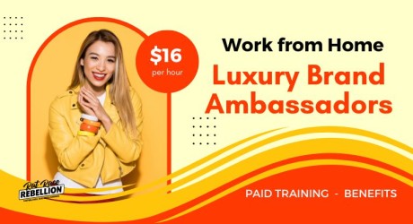 Work from home Luxury Brand Ambassadors - $16/hr, paid training, benefits