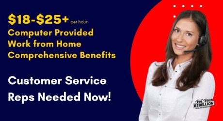 $18-$25/hour, Computer Provided, Work from Home, Comprehensive Benefits - Customer Service Reps Needed